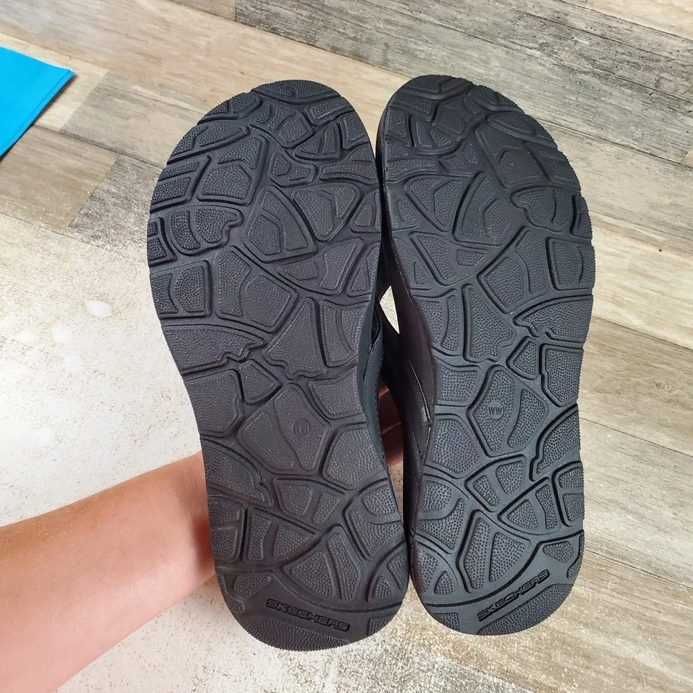 Skechers Patino Marlee Mens Flip Flop Sandal Sz 9 Black Relaxed Fit Round Toe